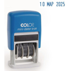 Датер Colop S 120/BL пластик корп.:черный автоматический 1стр. мес.:буквенное оттис.:синий шир.:23мм выс.:3.8мм