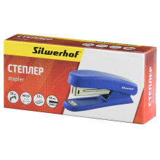 Степлер Silwerhof 401072-02 N10 (12листов) синий 50скоб пластик закрытый коробка