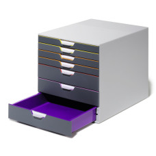 Бокс для документов Durable 7607-27 Varicolor 7 выдвижных ящиков 292x280x356мм ассорти/серый
