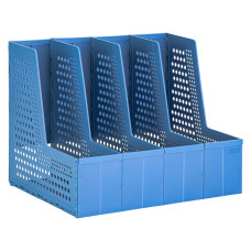 Лоток вертикальный Deli 79006Blue 4отд. складной A4 335х250х260мм синий пластик