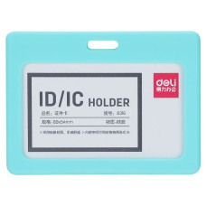 Бейдж для пропуска Deli 8316 L-blue 90х54мм горизонтальный без крепления силикон голубой