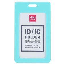 Бейдж для пропуска Deli 8317 l-blue 54х89мм вертикальный без крепления силикон голубой