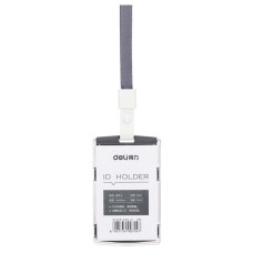 Бейдж для пропуска Deli 8306black 60х98мм вертикальный текстильный полипропилен черный шнур