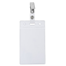 Бейдж Silwerhof 380007-00 90х60мм вертикальный зажим+клип полипропилен