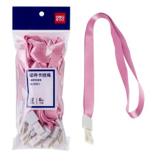 Шнур для пропуска Deli 8352RED 44х1см нейлон красный (упак.:12шт) пластиковый пакет