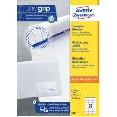 Этикетки Avery Zweckform 3481 A4 70x41мм 21шт на листе/70г/м2/100л./белый матовое самоклей. универсальная