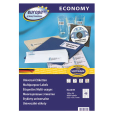 Этикетки Europe100 ELA049-100 A4 52.5x29.7мм 40шт на листе/70г/м2/100л./белый матовое самоклей. универсальная