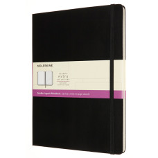Блокнот Moleskine CLASSIC DOUBLE NB413HBK XLarge 190х250мм 192стр. линейка/нелинованный твердая обложка черный