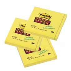 Блок самоклеящийся бумажный 3M Post-it Super Sticky 654-S 7100062368 76x76мм 90лист. неон желтый