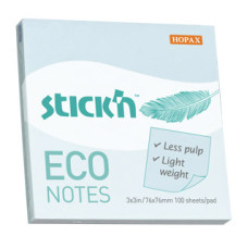 Блок самоклеящийся бумажный Stick`n ECO 21747 76x76мм 100лист. 60г/м2 пастель голубой