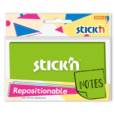 Блок самоклеящийся бумажный Stick`n 27080 76x126мм 80лист. 70г/м2 зеленый неон 1цв.в упак.