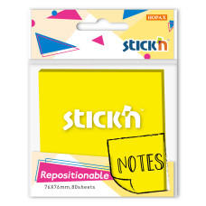 Блок самоклеящийся бумажный Stick`n 27070 76x76мм 80лист. 70г/м2 желтый неон 1цв.в упак.