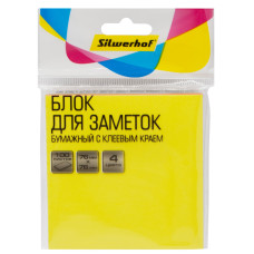 Блок самоклеящийся бумажный Silwerhof 76x76мм 100лист. неон 4цв.в упак.