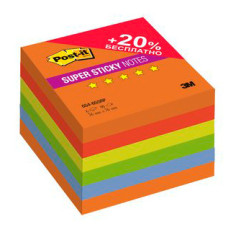 Блок самоклеящийся бумажный 3M Post-it Super Sticky 654-6SSRP Огонь Плюс 7100091463 76x76мм 90лист. ассорти 5цв.в упак. (упак.:6шт)