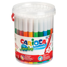 Фломастеры Carioca 42312 Jumbo смываемые 50цв. банка с ручкой