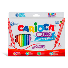 Фломастеры Carioca Birello 41521 24цв. двусторонние пакет с европодвесом