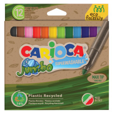 Фломастеры Carioca EcoFamily 43101 Jumbo смываемые 12цв. коробка с европодвесом