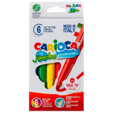 Фломастеры Carioca Jumbo 40568 смываемые 6цв. коробка с европодвесом