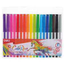 Фломастеры Deli EC10013 ColoRun Вентилируемый 18цв. пакет с европодвесом