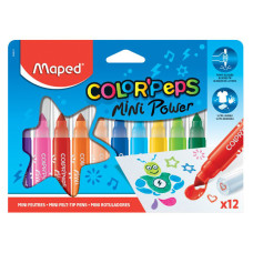 Фломастеры Maped Color`Peps Jumbo Mini Power 846612 смываемые 12цв. двусторонние со штампами
