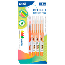 Набор текстовыделителей Deli CU361 скошенный пиш. наконечник 1-5мм 4цв. ассорти блистер (4шт.)