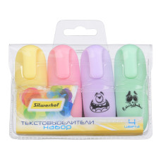 Набор текстовыделителей Silwerhof Monster Pastel 108033-00 1-4мм 4цв. ПВХ-пенал