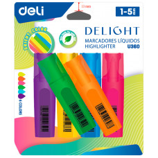 Набор текстовыделителей Deli CU360 скошенный пиш. наконечник 1-5мм 6цв. ассорти блистер (6шт.)