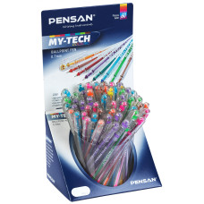 Набор шариковых ручек Pensan MY-TECH (2240/S60R) 0.7мм игловидный пиш. наконечник круглая телескопич.корпус 8цв. прозрачный ассорти чернила (60шт)
