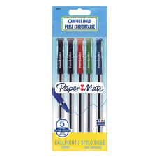Набор шариковых ручек Paper Mate BRITE BP (2084412) 0.7мм :1син/1кр/1зел/2чер ассорти чернила блистер (5шт)