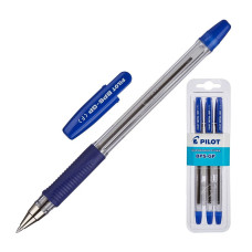 Набор шариковых ручек Pilot BPS-GP-F-L/L/L (69919) 0.32мм стреловидный пиш. наконечник круглая телескопич.корпус синие чернила блистер (3шт)