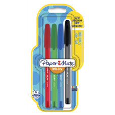 Набор шариковых ручек Paper Mate INKJOY 100 (1956718/1956719) 0.5мм треугол. :1син/1кр/1зел/1чер синие чернила блистер (4шт)