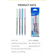 Набор шариковых ручек Deli EQ03032 Arrow 0.7мм 4цв. ассорти синие чернила (4шт)