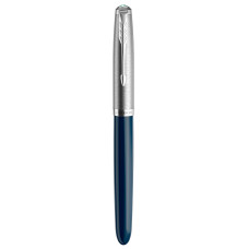 Ручка перьев. Parker 51 Core (2123501) Midnight Blue CT F сталь нержавеющая в компл.:картридж 2шт с черными чернилами подар.кор.конвертор/картриджи