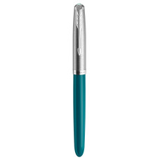Ручка перьев. Parker 51 Core (2123506) Teal Blue CT F сталь нержавеющая в компл.:картридж 2шт с черными чернилами подар.кор.конвертор/картриджи