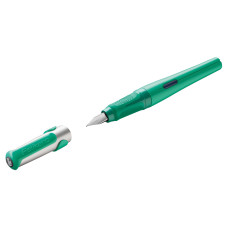 Ручка перьев. Pelikan School Pelikano (PL802956) зеленый A сталь нержавеющая для правшей в компл.:картридж 1шт с синими чернилами карт.уп.