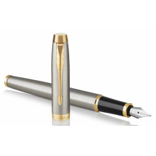 Ручка перьев. Parker IM Core F321 (1931649) Brushed Metal GT F сталь нержавеющая в компл.:картридж 1шт с синими чернилами подар.кор.конвертор/картриджи