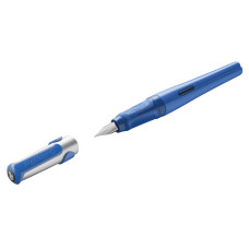 Ручка перьев. Pelikan School Pelikano (PL802918) синий A сталь нержавеющая для правшей в компл.:картридж 1шт с синими чернилами карт.уп.