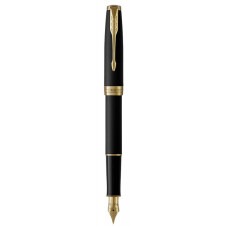 Ручка перьев. Parker Sonnet Core F528 (1931516) Matte Black GT F сталь нержавеющая в компл.:в корпус вставлен конвертор/картридж 2шт с черными чернилами подар.кор.конвертор/картриджи