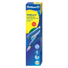 Ручка перьев. Pelikan School Pelikano (PL802925) синий F сталь нержавеющая для правшей в компл.:картридж 1шт с синими чернилами карт.уп.