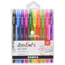 Набор ручек гелев. Zebra doodler`z neon gel stick (2618) ассорти d=1мм ассор. (10шт)