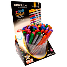 Набор гелевых ручек Pensan GLITTER GEL (2280/60) 1мм 9цв. черн.:с блестками прозрачный ассорти чернила (упак.:60шт)