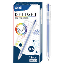 Ручка гелев. Deli Delight EG118-DB прозрачный т.син. черн. линия 0.5мм