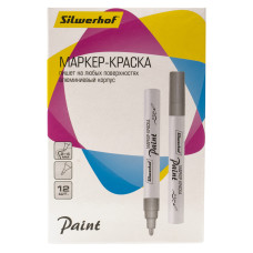 Маркер лаковый Silwerhof Paint пулевидный пиш. наконечник 2-4мм металический корпус серебристый