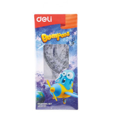 Набор линеек Deli EG00803 Bumpees пластик дл.15см прозрачный компл.:лин.15см./треуг.2шт./трансп. пластиковый пакет с европодв.