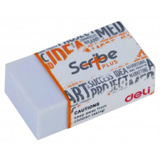 Ластик Deli EH00310 Scribe Plus 40x22x12мм белый индивидуальная картонная упаковка