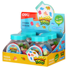 Набор ластиков Deli EH03206 Magic Zoo ассорти пласт.туб. (20шт)
