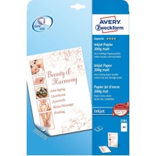 Бумага Avery Zweckform 2581 A4/200г/м2/25л./белый матовое/матовое для струйной печати