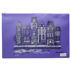 Папка на молнии ZIP Silwerhof City 255198 A4 пластик фиолетовый цвет молнии белый