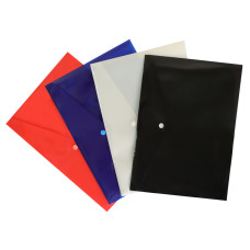 Конверт на кнопке Бюрократ DeLuxe DL801BLCK/1 A4 пластик 0.18мм черный