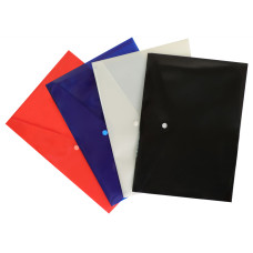 Конверт на кнопке Бюрократ DeLuxe DL801RED/1 A4 пластик 0.18мм красный